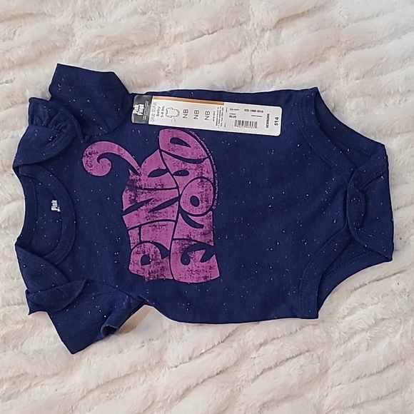 okie dokie Other - NWT Newborn Baby Girl Blue Pink Floyd Short Sleeve Bodysuit Onesie
